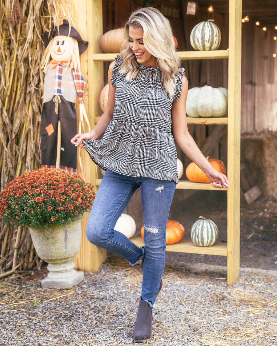 Fall Daydream Peplum Top - Black