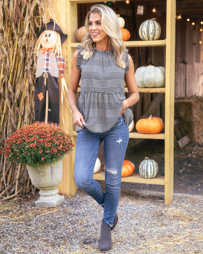Fall Daydream Peplum Top - Black