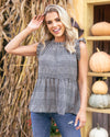 Fall Daydream Peplum Top - Black