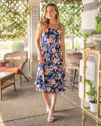 Summertime Sweetness Midi Dress - Navy
