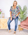 Burst Into Bloom Floral V-Neck Blouse - Hunter Green