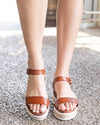 Fia Espadrille Flatform Sandal - Cognac
