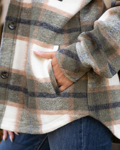 Campfire Nights Plaid Shacket - Olive