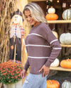 Autumn Breeze Striped Sweater - Mocha