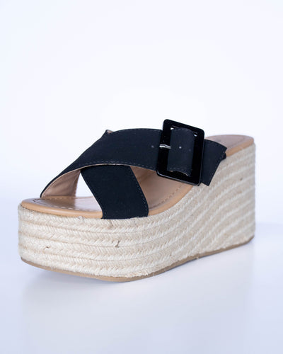 Manta Espadrille Wedge - Black