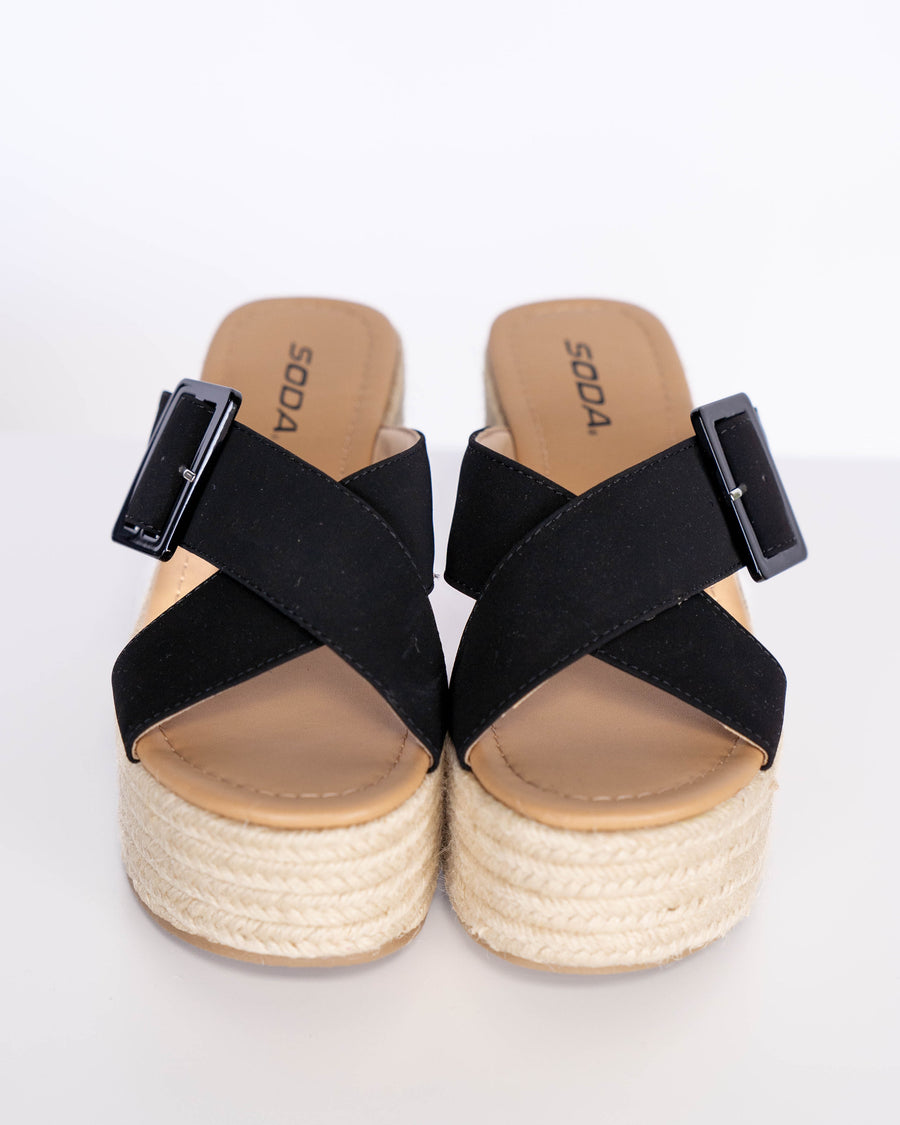 Manta Espadrille Wedge - Black