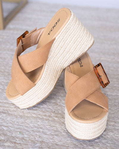 Manta Espadrille Wedge - Tan