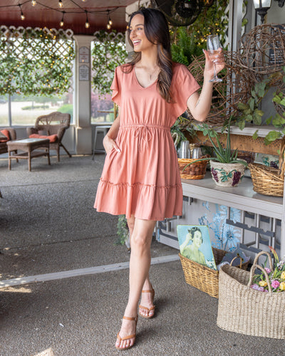 Summer Strolls Dress - Coral Peach