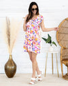 Jean V-Neck Floral Flutter Sleeve Babydoll Dress - Orchid Multi