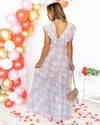 Cecilia Floral Crochet Lace V-Neck Maxi Dress - Apricot Multi