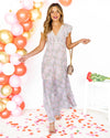 Cecilia Floral Crochet Lace V-Neck Maxi Dress - Apricot Multi