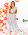Cecilia Floral Crochet Lace V-Neck Maxi Dress - Apricot Multi