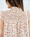 Bonnie Smocked Ditsy Floral Tank - Off White