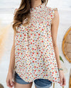 Bonnie Smocked Ditsy Floral Tank - Off White