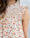Bonnie Smocked Ditsy Floral Tank - Off White