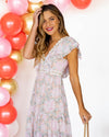 Cecilia Floral Crochet Lace V-Neck Maxi Dress - Apricot Multi
