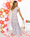 Cecilia Floral Crochet Lace V-Neck Maxi Dress - Apricot Multi