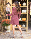 Autumn Delight Floral Dress - Burgundy