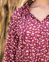 Autumn Delight Floral Dress - Burgundy