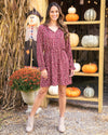 Autumn Delight Floral Dress - Burgundy