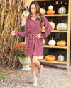 Autumn Delight Floral Dress - Burgundy