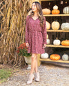 Autumn Delight Floral Dress - Burgundy
