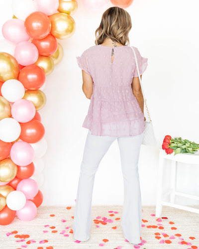 Melanie Tiered Ruffle Pom Pom Blouse - Cherry Blossom Pink