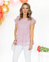 Melanie Tiered Ruffle Pom Pom Blouse - Cherry Blossom Pink