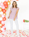 Melanie Tiered Ruffle Pom Pom Blouse - Cherry Blossom Pink