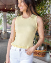 Weekend Outing Ribbed Top - Lemon