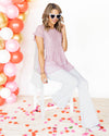 Melanie Tiered Ruffle Pom Pom Blouse - Cherry Blossom Pink