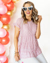 Melanie Tiered Ruffle Pom Pom Blouse - Cherry Blossom Pink