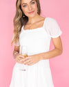 Morgan Smocked Puff Sleeve Dress - White