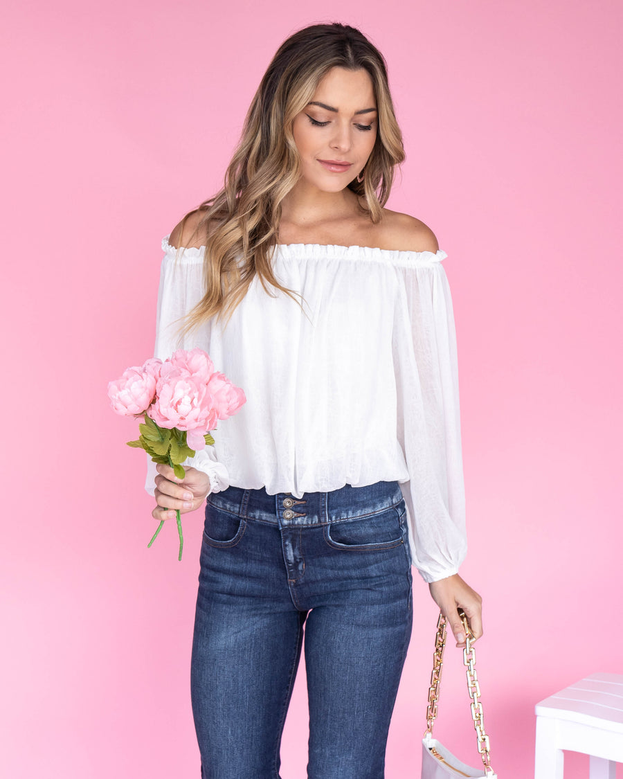 Mindy Bubble Hem Blouse - Off White