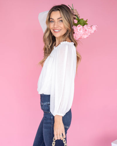 Mindy Bubble Hem Blouse - Off White