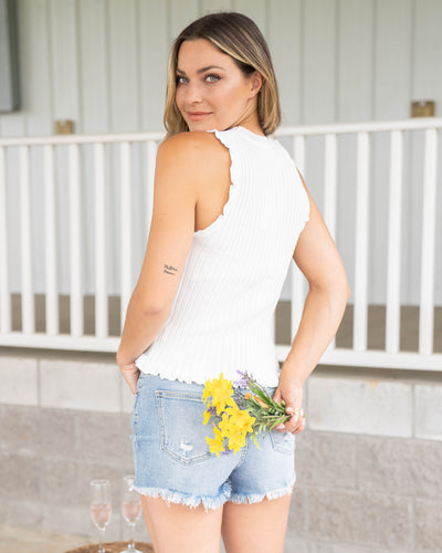 Weekend Outing Ribbed Top - White