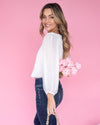 Mindy Bubble Hem Blouse - Off White