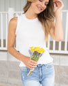 Weekend Outing Ribbed Top - White