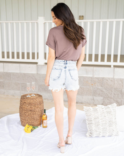 Time To Unwind V-Neck Bodysuit - Smoky Mauve