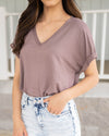 Time To Unwind V-Neck Bodysuit - Smoky Mauve