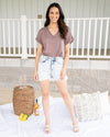 Time To Unwind V-Neck Bodysuit - Smoky Mauve