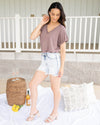 Time To Unwind V-Neck Bodysuit - Smoky Mauve