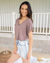 Time To Unwind V-Neck Bodysuit - Smoky Mauve