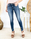 Shelby Mid-Rise Distressed Skinny Jeans - Dark Wash