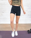 Madeline V-Band High Waist Biker Shorts - Black