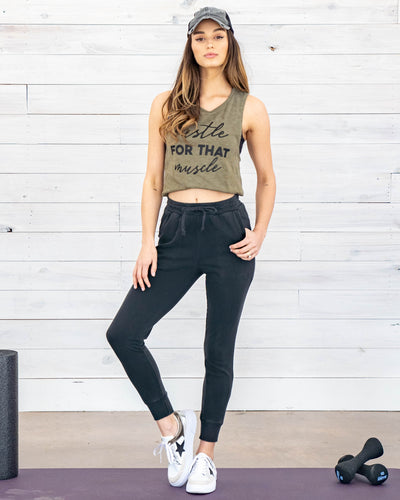 Alexa Pocketed Drawstring Joggers - Faded Black