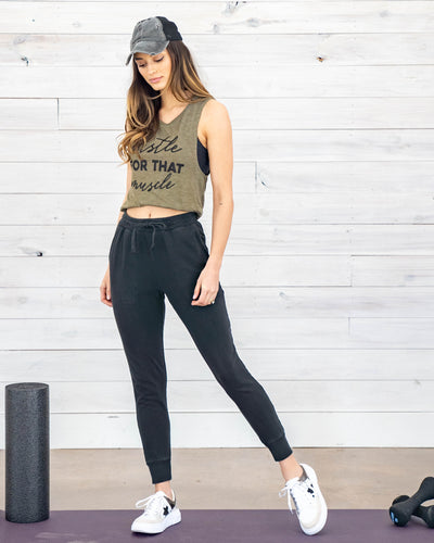 Alexa Pocketed Drawstring Joggers - Faded Black