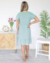 Across Your Heart Ruffle Hem Dress - Seafoam