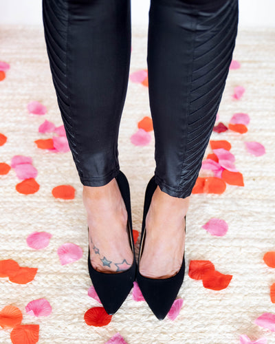 Tina Nubuck Pointed Toe Heels - Black
