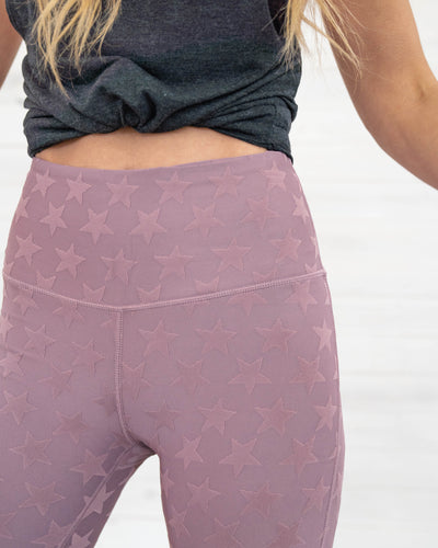 Shelby Textured Star High Waisted Leggings - Mauve